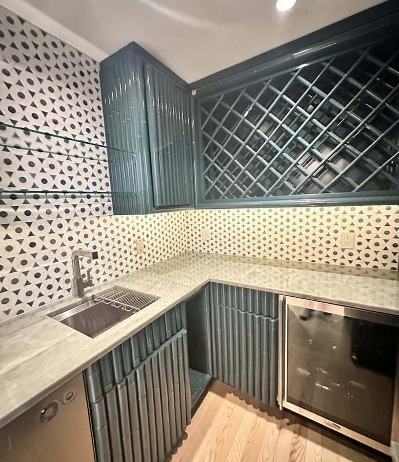 Geometric Tile Wet Bar Backsplash