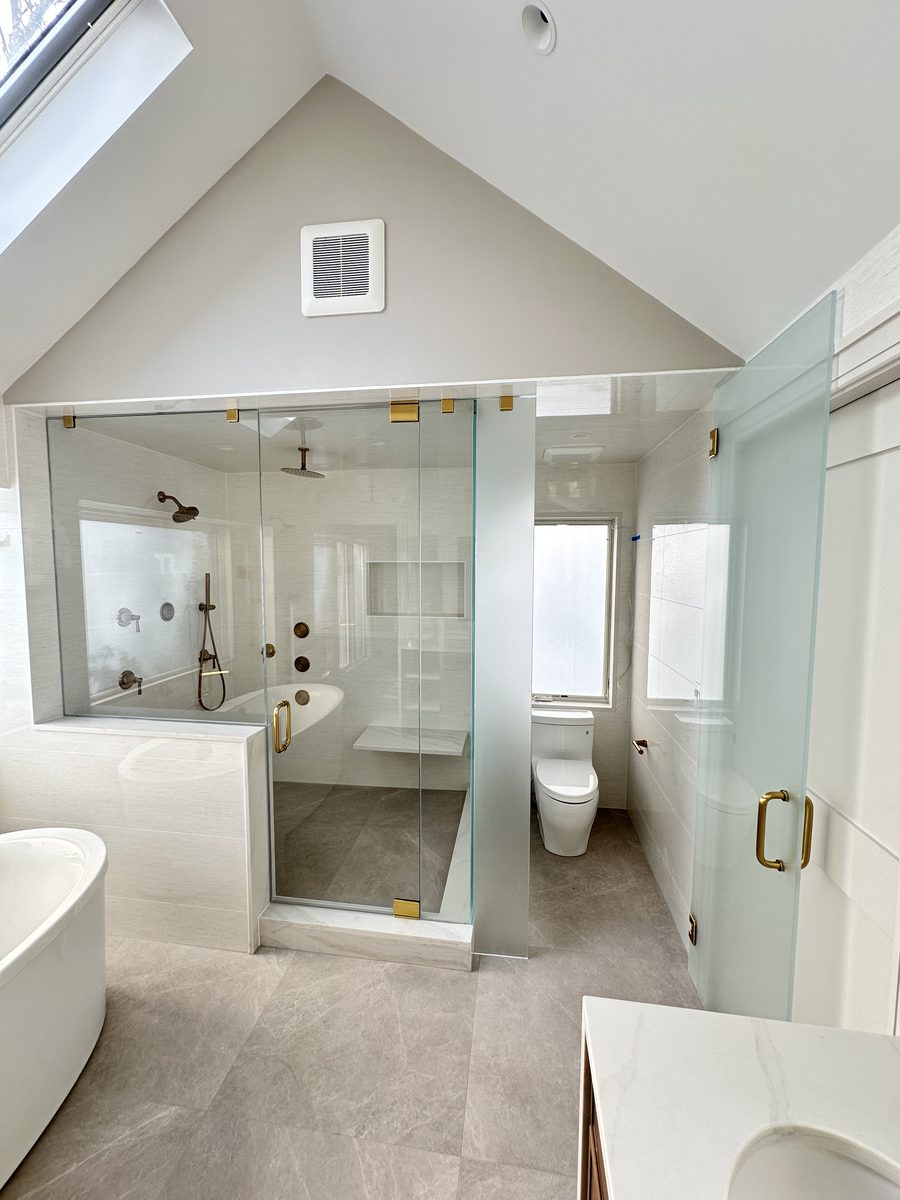 Vaulted Master Bath with Glass Shower